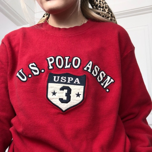 US POLO ASSN RED WAFFLE KNIT - Picture 3 of 4